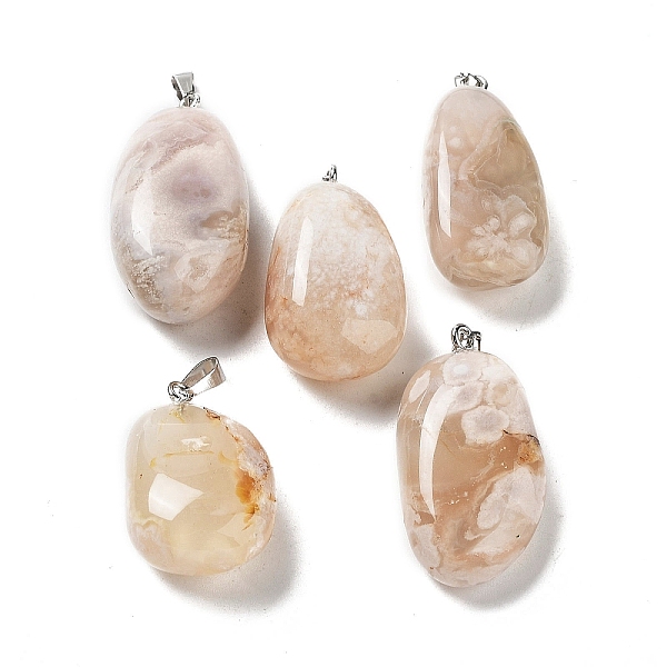 PandaHall Natural Cherry Blossom Agate Pendants, Nuggets Charms with Stainless Steel Color Plated 201 Stainless Steel Snap on Bails...
PandaHall Natural Cherry Blossom Agate Pendants, Nuggets Charms with Stainless Steel Color Plated 201 Stainless Steel Snap on Bails...