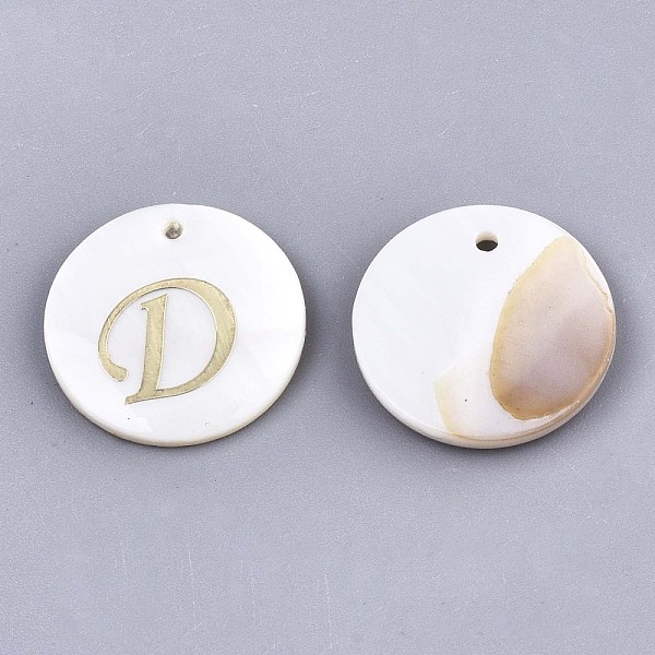 PandaHall Natural Freshwater Shell Pendants, with Golden Plated Brass Etched Metal Embellishments, Flat Round with Letter, Letter.D, 15x2mm...
PandaHall Natural Freshwater Shell Pendants, with Golden Plated Brass Etched Metal Embellishments, Flat Round with Letter, Letter.D, 15x2mm...