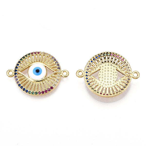PandaHall Brass Micro Pave Cubic Zirconia Links, with Enamel, Flat Round with Eye, Golden, White, 18.5x24x4.5mm, Hole: 1.2mm Brass+Cubic...
PandaHall Brass Micro Pave Cubic Zirconia Links, with Enamel, Flat Round with Eye, Golden, White, 18.5x24x4.5mm, Hole: 1.2mm Brass+Cubic...