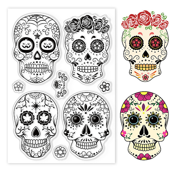 PandaHall GLOBLELAND Halloween Background Clear Stamps Skull Skeleton Flowers Silicone Clear Stamp Seals for Cards Making DIY Scrapbooking...
PandaHall GLOBLELAND Halloween Background Clear Stamps Skull Skeleton Flowers Silicone Clear Stamp Seals for Cards Making DIY Scrapbooking...