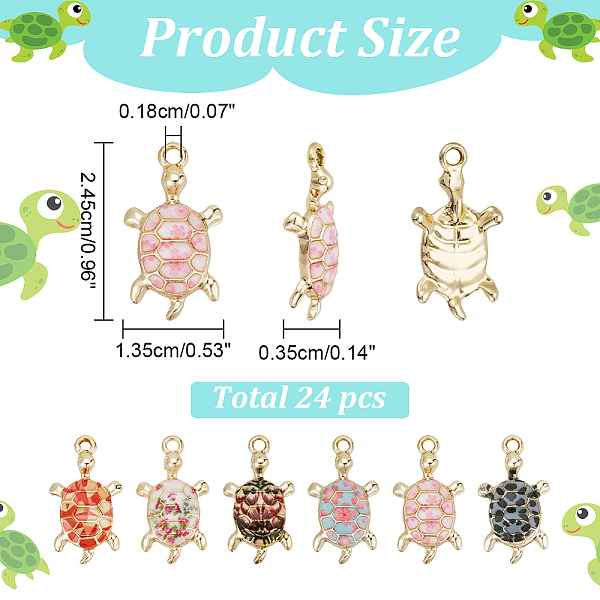PandaHall 24Pcs 6 Colors Alloy Enamel Pendants, Tortoise, Light Gold, Mixed Color, 24.5x13.5x3.5mm, Hole: 1.8mm, 4pcs/color Alloy+Enamel..., Multicolor
PandaHall 24Pcs 6 Colors Alloy Enamel Pendants, Tortoise, Light Gold, Mixed Color, 24.5x13.5x3.5mm, Hole: 1.8mm, 4pcs/color Alloy+Enamel..., Multicolor