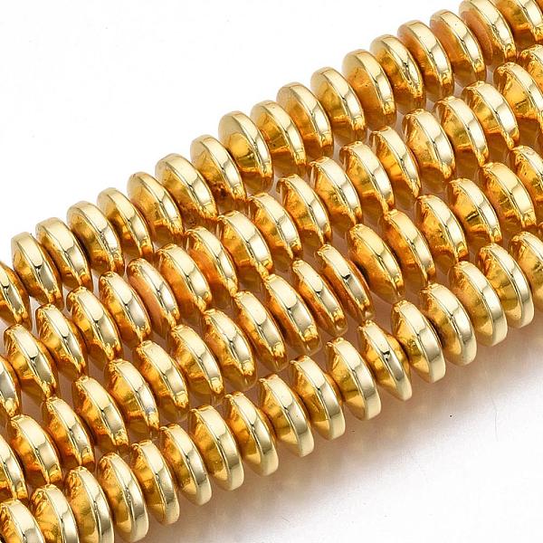 PandaHall Electroplate Non-magnetic Synthetic Hematite Bead Strands, Rondelle, Golden Plated, 8x3mm, Hole: 1mm, about 88pcs/strand, 15.7...
PandaHall Electroplate Non-magnetic Synthetic Hematite Bead Strands, Rondelle, Golden Plated, 8x3mm, Hole: 1mm, about 88pcs/strand, 15.7...