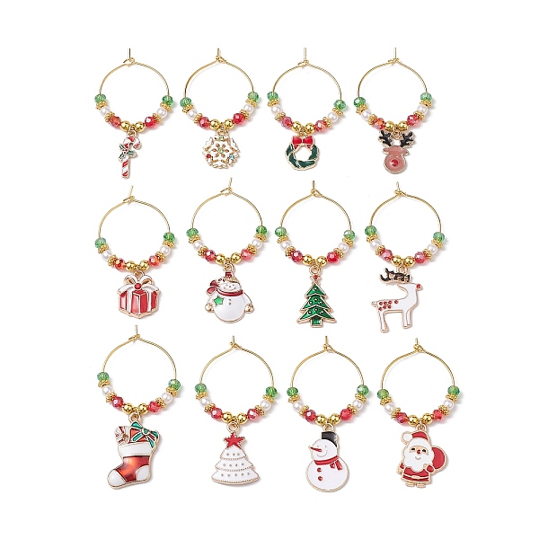 PandaHall Christmas Theme Electroplate Glass Beads & Alloy Enamel Wine Glass Charms, with Brass Wine Glass Charm Rings, Mixed Shapes..., Multicolor
PandaHall Christmas Theme Electroplate Glass Beads & Alloy Enamel Wine Glass Charms, with Brass Wine Glass Charm Rings, Mixed Shapes..., Multicolor