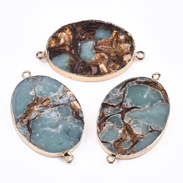 PandaHall Assembled Bronzite and Aqua Terra Jasper Links connectors, with Iron Findings, Oval, Golden, 44~47x27~29x6mm, Hole: 2mm Synthetic...
PandaHall Assembled Bronzite and Aqua Terra Jasper Links connectors, with Iron Findings, Oval, Golden, 44~47x27~29x6mm, Hole: 2mm Synthetic...