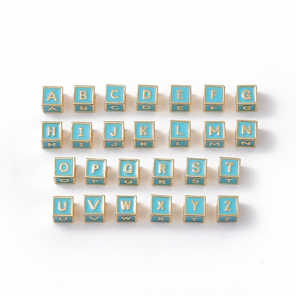PandaHall Rack Plating Brass Enamel Beads, Cadmium Free & Nickel Free & Lead Free, Real 18K Gold Plated, Cube with Letter A`Z, Sky Blue...
PandaHall Rack Plating Brass Enamel Beads, Cadmium Free & Nickel Free & Lead Free, Real 18K Gold Plated, Cube with Letter A`Z, Sky Blue...