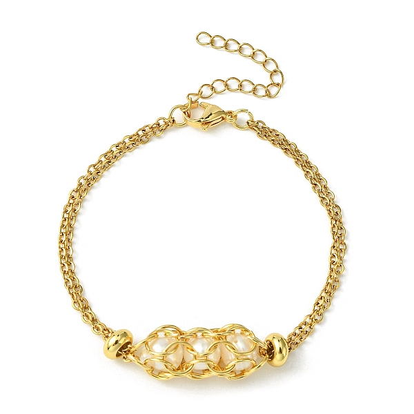 PandaHall Natural Pearl Link Bracelet, 304 Stainless Steel Macrame Pouch Bracelet, Golden, 7-1/8 inch(18.2cm) Pearl Round
PandaHall Natural Pearl Link Bracelet, 304 Stainless Steel Macrame Pouch Bracelet, Golden, 7-1/8 inch(18.2cm) Pearl Round