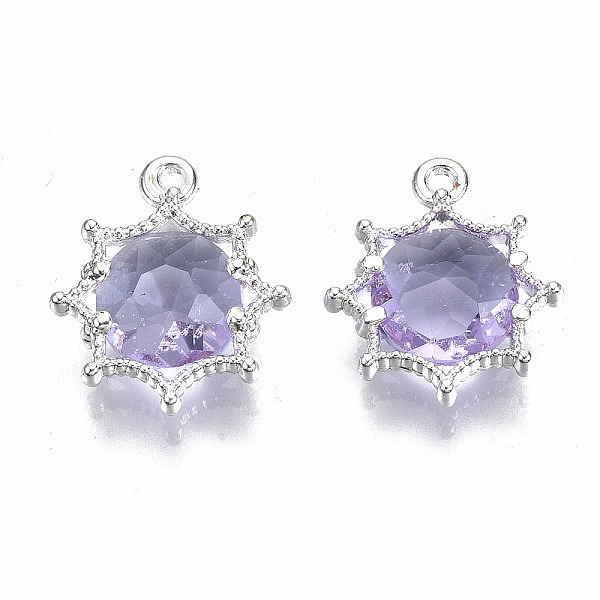 PandaHall Faceted Glass Pendants, with Eco-Friendly Alloy Findings, Cadmium Free & Nickel Free & Lead Free, Faceted, Flower, Silver, Lilac..., Purple
PandaHall Faceted Glass Pendants, with Eco-Friendly Alloy Findings, Cadmium Free & Nickel Free & Lead Free, Faceted, Flower, Silver, Lilac..., Purple