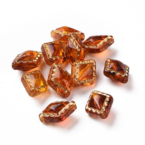 PandaHall Plating Transparent Acrylic Beads, Golden Metal Enlaced, Rhombus, Chocolate, 18x14x9~9.5mm, Hole: 1.5mm Acrylic Rhombus Brown
PandaHall Plating Transparent Acrylic Beads, Golden Metal Enlaced, Rhombus, Chocolate, 18x14x9~9.5mm, Hole: 1.5mm Acrylic Rhombus Brown