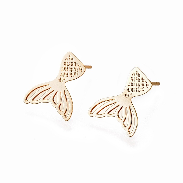 PandaHall Brass Ear Studs, Fish Tail, Long-Lasting Plated, Nickel Free, Real 18K Gold Plated, 15x10.5x0.2mm, Pin: 0.7mm Brass
PandaHall Brass Ear Studs, Fish Tail, Long-Lasting Plated, Nickel Free, Real 18K Gold Plated, 15x10.5x0.2mm, Pin: 0.7mm Brass