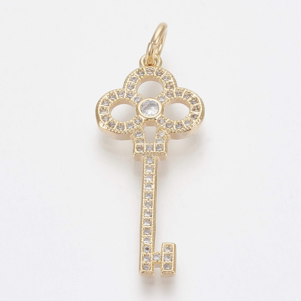 PandaHall Brass Micro Pave Cubic Zirconia Pendants, with Jump Rings, Key, Clear, Golden, 32x14x2.5mm, Hole: 4mm Brass+Cubic Zirconia Key...
PandaHall Brass Micro Pave Cubic Zirconia Pendants, with Jump Rings, Key, Clear, Golden, 32x14x2.5mm, Hole: 4mm Brass+Cubic Zirconia Key...