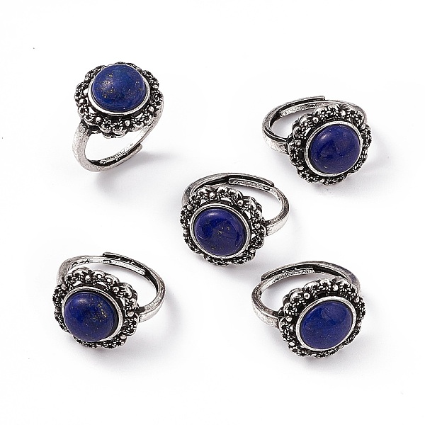 PandaHall Flower Natural Lapis Lazuli Adjustable Rings, Antique Silver Tone Brass Finger Rings for Women, 2.5mm, Inner Diameter: US Size 7...
PandaHall Flower Natural Lapis Lazuli Adjustable Rings, Antique Silver Tone Brass Finger Rings for Women, 2.5mm, Inner Diameter: US Size 7...