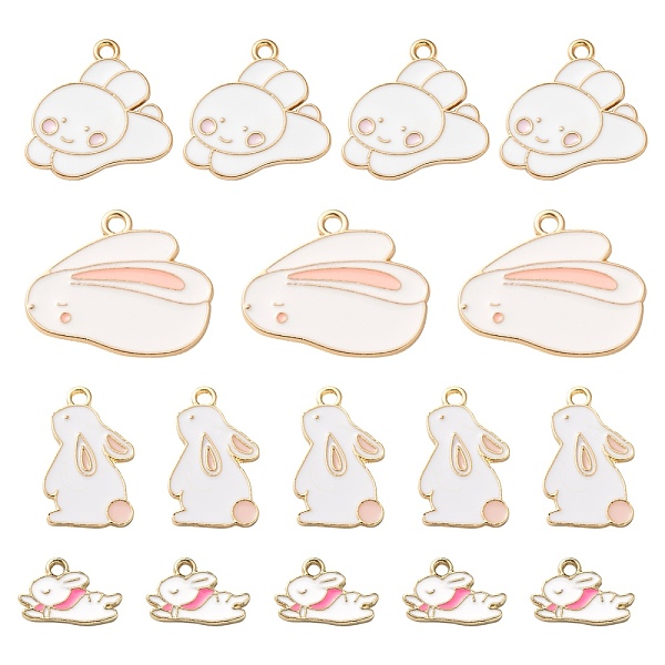 PandaHall 40Pcs 4 Style Alloy Enamel Bunny Pendants, Rabbit, Easter Bunny, Light Gold, White, 10~22x13~27x1.5~2mm, Hole: 1.6~2mm...
PandaHall 40Pcs 4 Style Alloy Enamel Bunny Pendants, Rabbit, Easter Bunny, Light Gold, White, 10~22x13~27x1.5~2mm, Hole: 1.6~2mm...