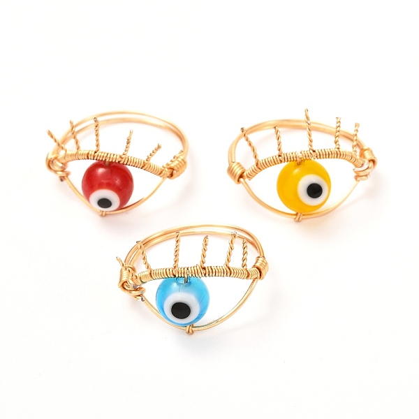 PandaHall Copper Wire Wrapped Handmade Lampwork Finger Rings for Women, Evil Eye, Real 18K Gold Plated, Mixed Color, US Size 8 1/2(18.5mm)..., Multicolor
PandaHall Copper Wire Wrapped Handmade Lampwork Finger Rings for Women, Evil Eye, Real 18K Gold Plated, Mixed Color, US Size 8 1/2(18.5mm)..., Multicolor