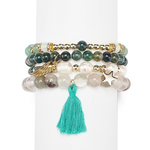 PandaHall 4Pcs 4 Style Natural & Synthetic Mixed Gemstone & Pearl Stretch Bracelets Set, Tassel & Star & Wing Charms Stackable Bracelets for..., Multicolor
PandaHall 4Pcs 4 Style Natural & Synthetic Mixed Gemstone & Pearl Stretch Bracelets Set, Tassel & Star & Wing Charms Stackable Bracelets for..., Multicolor