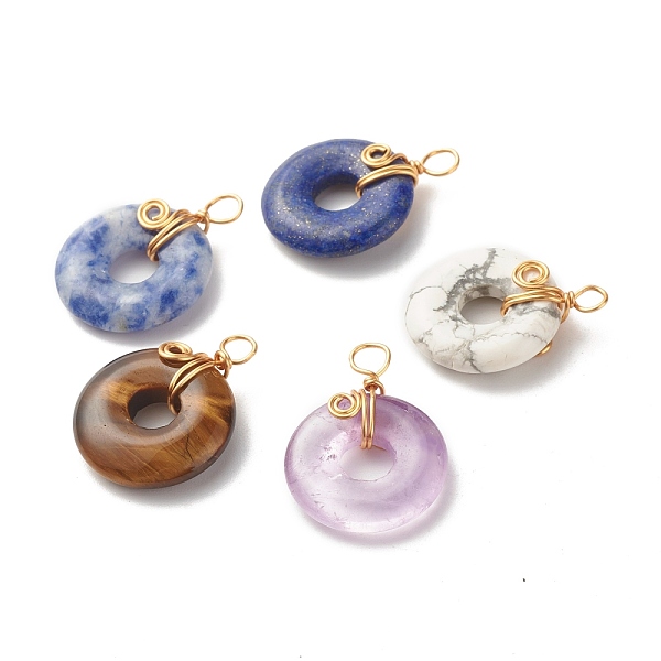 PandaHall Natural Gemstone Pendants, with Real 18K Gold Plated Copper Wire Wrapped, Donut/Disc, 22.5~24x17x5mm, Hole: 2.7mm Mixed Stone...
PandaHall Natural Gemstone Pendants, with Real 18K Gold Plated Copper Wire Wrapped, Donut/Disc, 22.5~24x17x5mm, Hole: 2.7mm Mixed Stone...