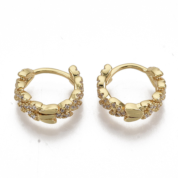 PandaHall Brass Micro Pave Cubic Zirconia Huggie Hoop Earring, Flower Ring, Real 18K Gold Plated, 13.5x4mm, Pin: 1mm Brass Leaf
PandaHall Brass Micro Pave Cubic Zirconia Huggie Hoop Earring, Flower Ring, Real 18K Gold Plated, 13.5x4mm, Pin: 1mm Brass Leaf