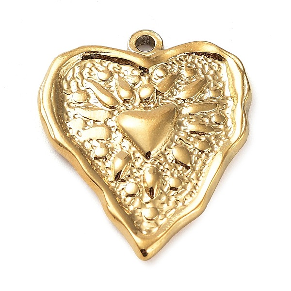 PandaHall Ion Plating(IP) 304 Stainless Steel Pendants, Textured, Heart Charm, Real 18K Gold Plated, 25.5x21x3mm, Hole: 1.6mm 304 Stainless...
PandaHall Ion Plating(IP) 304 Stainless Steel Pendants, Textured, Heart Charm, Real 18K Gold Plated, 25.5x21x3mm, Hole: 1.6mm 304 Stainless...