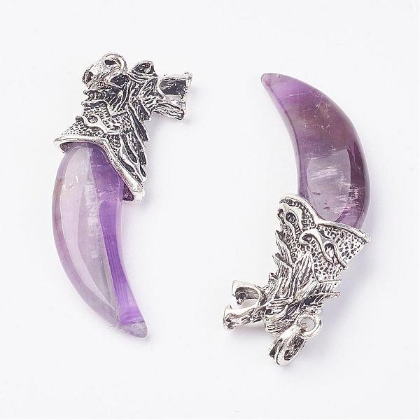 PandaHall Natural Amethyst Big Pendants, with Alloy Findings, Tusk Shape, Antique Silver, 58x19x9mm, Hole: 4x5mm Amethyst Horn
PandaHall Natural Amethyst Big Pendants, with Alloy Findings, Tusk Shape, Antique Silver, 58x19x9mm, Hole: 4x5mm Amethyst Horn