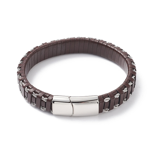 PandaHall Leather Braided Cord Bracelets, 304 Stainless Steel Magnetic Clasp, Rectangle, Stainless Steel Color, Coconut Brown, 8-5/8 inch...
PandaHall Leather Braided Cord Bracelets, 304 Stainless Steel Magnetic Clasp, Rectangle, Stainless Steel Color, Coconut Brown, 8-5/8 inch...