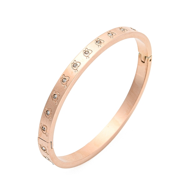 PandaHall Ion Plating(IP) 304 Stainless Steel Bangle with Rhinestone, Heart, Rose Gold, Inner Diameter: 2-1/8x1-3/4 inch(5.3x4.45cm)..., Clear
PandaHall Ion Plating(IP) 304 Stainless Steel Bangle with Rhinestone, Heart, Rose Gold, Inner Diameter: 2-1/8x1-3/4 inch(5.3x4.45cm)..., Clear