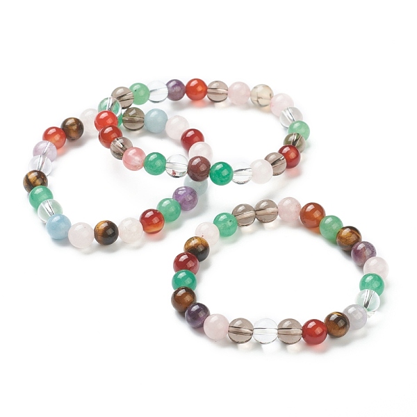 PandaHall Natural Mixed Wealth Stone Beaded Stretch Bracelets, Round, Beads: 8~8.5mm, Inner Diameter: 2-1/8 inch(5.5cm) Mixed Stone
PandaHall Natural Mixed Wealth Stone Beaded Stretch Bracelets, Round, Beads: 8~8.5mm, Inner Diameter: 2-1/8 inch(5.5cm) Mixed Stone