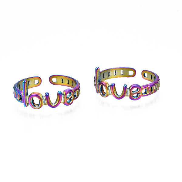 PandaHall Ion Plating(IP) Rainbow Color 304 Stainless Steel Word Love Open Cuff Ring for Women, US Size 6 3/4(17.1mm) 304 Stainless Steel
PandaHall Ion Plating(IP) Rainbow Color 304 Stainless Steel Word Love Open Cuff Ring for Women, US Size 6 3/4(17.1mm) 304 Stainless Steel