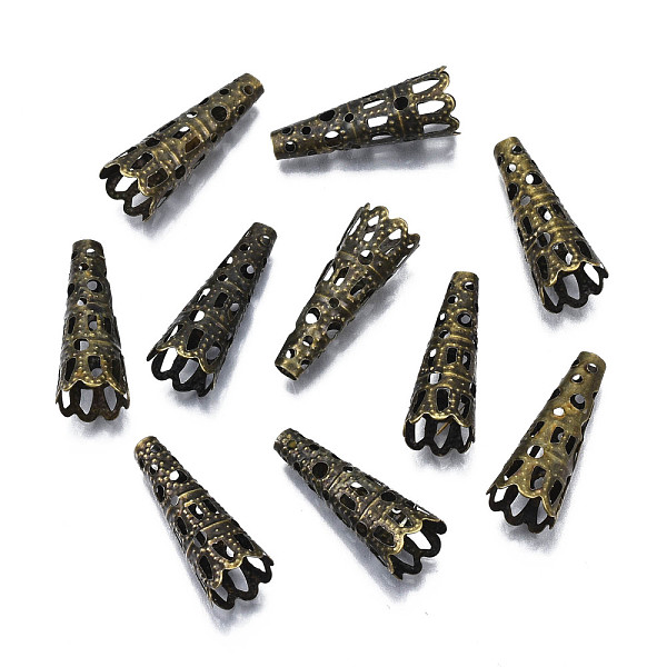 PandaHall Iron Filigree Bead Cones, Nickel Free, Antique Bronze, 22x9mm, Hole: 3mm Iron
PandaHall Iron Filigree Bead Cones, Nickel Free, Antique Bronze, 22x9mm, Hole: 3mm Iron