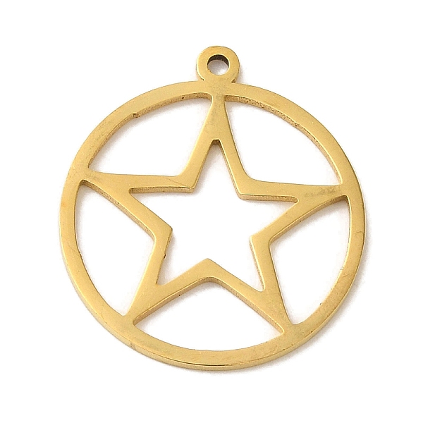 PandaHall Vacuum Plating 201 Stainless Steel Pendants, Laser Cut, Ring with Star Charm, Real 18K Gold Plated, 22x19.8x1mm, Hole: 1.2mm 201...
PandaHall Vacuum Plating 201 Stainless Steel Pendants, Laser Cut, Ring with Star Charm, Real 18K Gold Plated, 22x19.8x1mm, Hole: 1.2mm 201...