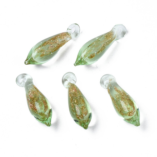 PandaHall Handmade Gold Sand Lampwork Pendants, Teardrop, Pale Green, 24~27x7.5mm, Hole: 1.2~2mm Lampwork Teardrop
PandaHall Handmade Gold Sand Lampwork Pendants, Teardrop, Pale Green, 24~27x7.5mm, Hole: 1.2~2mm Lampwork Teardrop