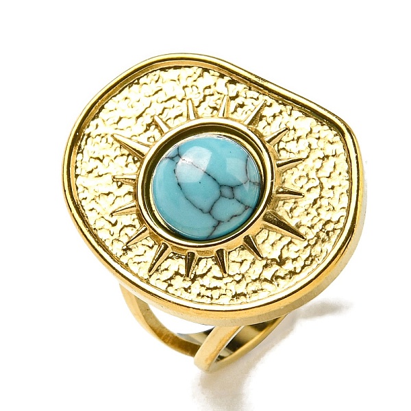 PandaHall 304 Stainless Steel Open Cuff Rings, Synthetic Turquoise Oval Finger Rings for Women Men, Real 18K Gold Plated, Adjustable...
PandaHall 304 Stainless Steel Open Cuff Rings, Synthetic Turquoise Oval Finger Rings for Women Men, Real 18K Gold Plated, Adjustable...