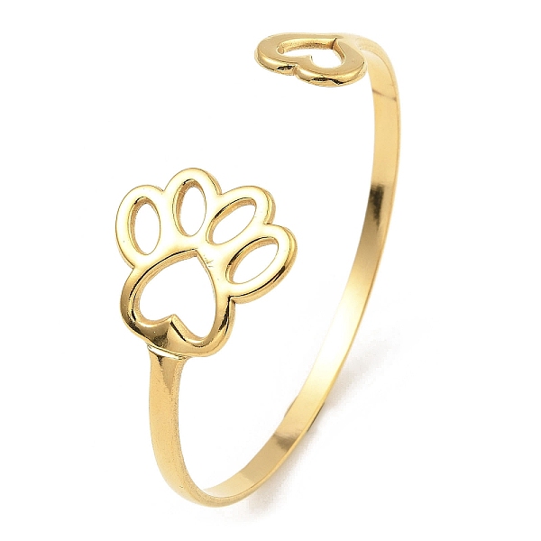PandaHall 304 Stainless Steel Cuff Bangles, Paw Print with Heart, Golden, Inner Diameter: 2-3/8 inch(5.9cm) 304 Stainless Steel Paw Print
PandaHall 304 Stainless Steel Cuff Bangles, Paw Print with Heart, Golden, Inner Diameter: 2-3/8 inch(5.9cm) 304 Stainless Steel Paw Print