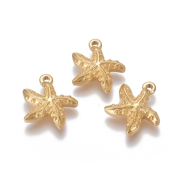 PandaHall 304 Stainless Steel Pendants, Starfish/Sea Stars, Golden, 19.3x17~17.8x4~4.1mm, Hole: 1.8mm 304 Stainless Steel Starfish
PandaHall 304 Stainless Steel Pendants, Starfish/Sea Stars, Golden, 19.3x17~17.8x4~4.1mm, Hole: 1.8mm 304 Stainless Steel Starfish