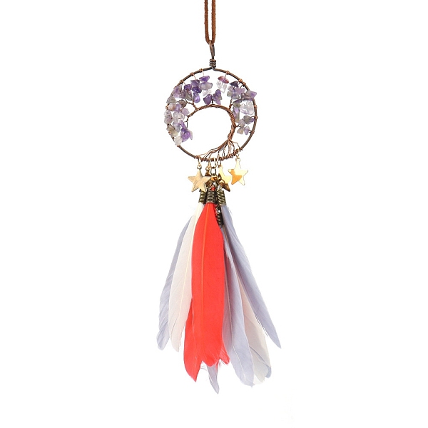 PandaHall Copper Wire Wrapped Natural Amethyst Chip Pendant Decorations, with Brass Star Charm and Feather for Car Hanging Decorations, Flat...
PandaHall Copper Wire Wrapped Natural Amethyst Chip Pendant Decorations, with Brass Star Charm and Feather for Car Hanging Decorations, Flat...