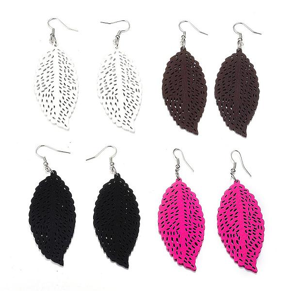 PandaHall Trendy Leaf Wood Dangle Earrings, with Platinum Tone Alloy Earring Hooks, Mixed Color, 78~80x28~30mm, pin: 0.8mm Wood Multicolor
PandaHall Trendy Leaf Wood Dangle Earrings, with Platinum Tone Alloy Earring Hooks, Mixed Color, 78~80x28~30mm, pin: 0.8mm Wood Multicolor