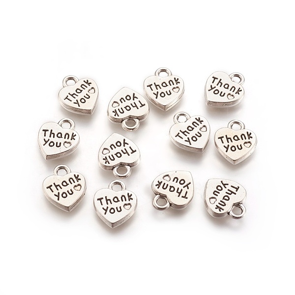 PandaHall Tibetan Style Alloy Charms, Heart with Thank You, Cadmium Free & Lead Free, Antique Silver, 12x10x2mm, Hole: 2mm Alloy Heart
PandaHall Tibetan Style Alloy Charms, Heart with Thank You, Cadmium Free & Lead Free, Antique Silver, 12x10x2mm, Hole: 2mm Alloy Heart