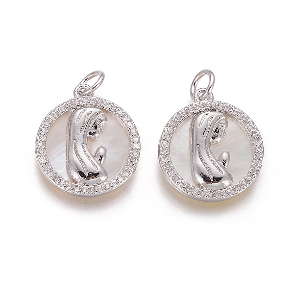 PandaHall Brass Pendants, with Micro Pave Cubic Zirconia, Shell and Jump Rings, Flat Round with Virgin Mary, Clear, Platinum...
PandaHall Brass Pendants, with Micro Pave Cubic Zirconia, Shell and Jump Rings, Flat Round with Virgin Mary, Clear, Platinum...