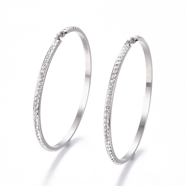 PandaHall 304 Stainless Steel Big Hoop Earrings, with Polymer Clay Rhinestone, Crystal, Stainless Steel Color, 68x65x3mm, Pin: 0.7x1mm..., Clear
PandaHall 304 Stainless Steel Big Hoop Earrings, with Polymer Clay Rhinestone, Crystal, Stainless Steel Color, 68x65x3mm, Pin: 0.7x1mm..., Clear