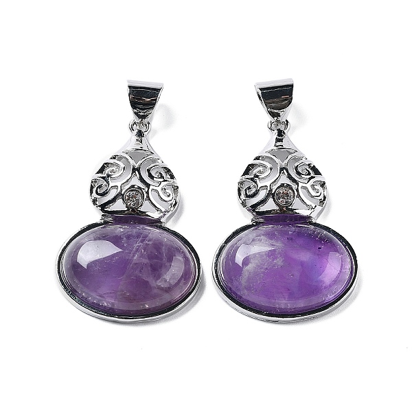 PandaHall Natural Amethyst Oval Pendants, Platinum Tone Alloy Pave Crystal Rhinestone Gourd Charms, 43.5x28x7.5mm, Hole: 5.8x7.2mm Amethyst..., Clear
PandaHall Natural Amethyst Oval Pendants, Platinum Tone Alloy Pave Crystal Rhinestone Gourd Charms, 43.5x28x7.5mm, Hole: 5.8x7.2mm Amethyst..., Clear
