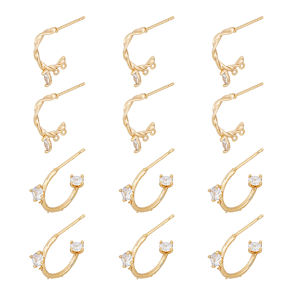 PandaHall DICOSMETIC 12Pcs 2 Style Brass with Clear Cubic Zirconia Stud Earrings Findings, with Horizontal Loops, C-shape, Nickel Free, Real...
PandaHall DICOSMETIC 12Pcs 2 Style Brass with Clear Cubic Zirconia Stud Earrings Findings, with Horizontal Loops, C-shape, Nickel Free, Real...
