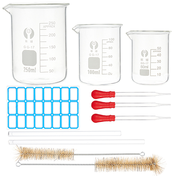 PandaHall Olycraft Lab Supplies, Including Glass Beaker Measuring Cups, Glass Stirring Rod, Pig Hair Beaker Brush, Rectangle Waterproof..., Clear
PandaHall Olycraft Lab Supplies, Including Glass Beaker Measuring Cups, Glass Stirring Rod, Pig Hair Beaker Brush, Rectangle Waterproof..., Clear