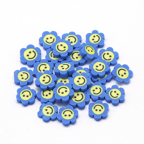 PandaHall Handmade Polymer Clay Cabochons, Flower with Smile Face, Dodger Blue, 9~11x9~11x2~3mm Polymer Clay Flower
PandaHall Handmade Polymer Clay Cabochons, Flower with Smile Face, Dodger Blue, 9~11x9~11x2~3mm Polymer Clay Flower