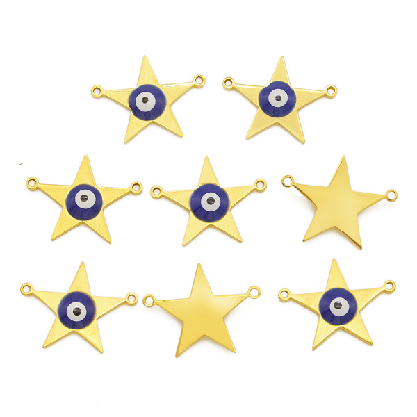 PandaHall 201 Stainless Steel Enamel Links Connectors, Star with Evil Eye, Golden, 12.5x16x2mm, Hole: 1mm 201 Stainless Steel Star Blue
PandaHall 201 Stainless Steel Enamel Links Connectors, Star with Evil Eye, Golden, 12.5x16x2mm, Hole: 1mm 201 Stainless Steel Star Blue