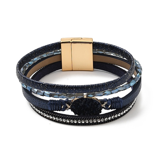 PandaHall Vintage Leather Bracelet with European and American White Crystal Inlaid Diamonds - Magnetic Buckle., 0.1cm Leather
PandaHall Vintage Leather Bracelet with European and American White Crystal Inlaid Diamonds - Magnetic Buckle., 0.1cm Leather
