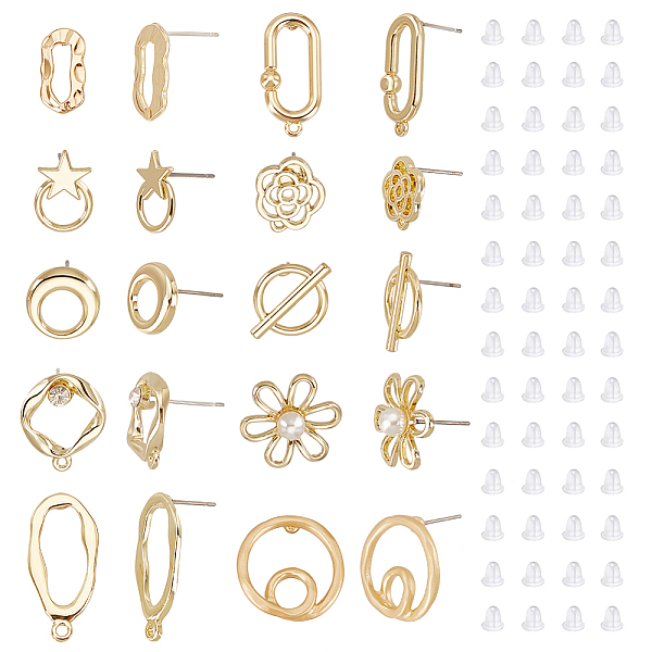 PandaHall PH 40pcs Stud Earring 10 Styles Golden Post Ear Studs Pearl Earring Flower Star Oval Post Earrings Earring Pins with 90pcs...
PandaHall PH 40pcs Stud Earring 10 Styles Golden Post Ear Studs Pearl Earring Flower Star Oval Post Earrings Earring Pins with 90pcs...