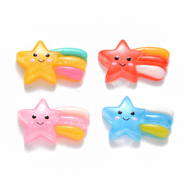 PandaHall Resin Cabochons, with Glitter Powder, Shooting Star with Smiling Face, Mixed Color, 23~24x15x6mm Resin Star Multicolor
PandaHall Resin Cabochons, with Glitter Powder, Shooting Star with Smiling Face, Mixed Color, 23~24x15x6mm Resin Star Multicolor