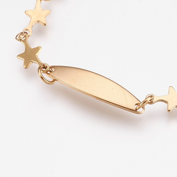 PandaHall 304 Stainless Steel Link Bracelets, with Lobster Claw Clasps, Star and Oval, Golden, 6-3/4 inch(17cm), 6mm 304 Stainless Steel
PandaHall 304 Stainless Steel Link Bracelets, with Lobster Claw Clasps, Star and Oval, Golden, 6-3/4 inch(17cm), 6mm 304 Stainless Steel