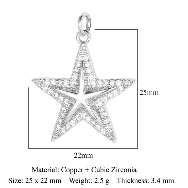 PandaHall Brass Micro Pave Clear Cubic Zirconia Pendants, Star Charms, Platinum, 25x22x3.4mm Brass+Cubic Zirconia Star Clear
PandaHall Brass Micro Pave Clear Cubic Zirconia Pendants, Star Charms, Platinum, 25x22x3.4mm Brass+Cubic Zirconia Star Clear