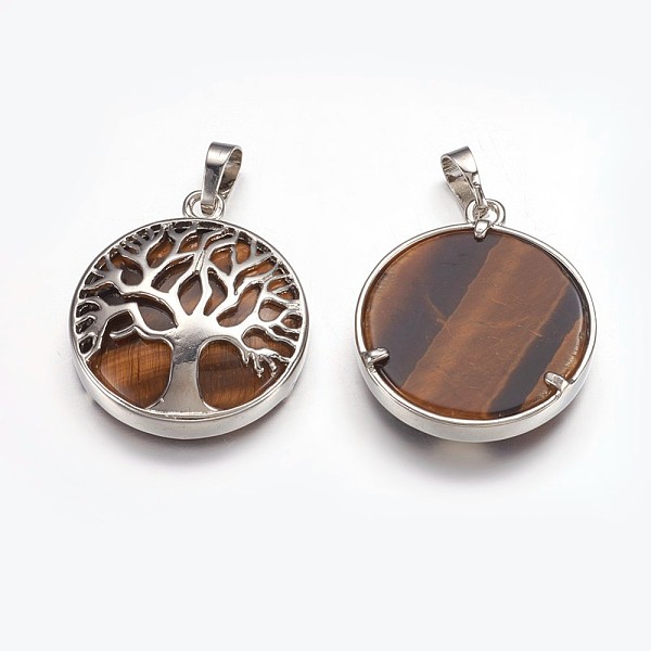 PandaHall Natural Tiger Eye Pendants, with Brass Finding, Flat Round with Tree of Life, Platinum, 31x27x6mm, Hole: 5x8mm Tiger Eye Flat...
PandaHall Natural Tiger Eye Pendants, with Brass Finding, Flat Round with Tree of Life, Platinum, 31x27x6mm, Hole: 5x8mm Tiger Eye Flat...