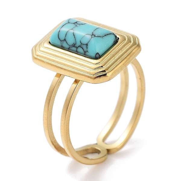 PandaHall Ion Plating(IP) 304 Stainless Steel Ring, Adjustable Synthetic Turquoise Rings, Rectangle, 12x16mm, Inner Diameter: Adjustable...
PandaHall Ion Plating(IP) 304 Stainless Steel Ring, Adjustable Synthetic Turquoise Rings, Rectangle, 12x16mm, Inner Diameter: Adjustable...