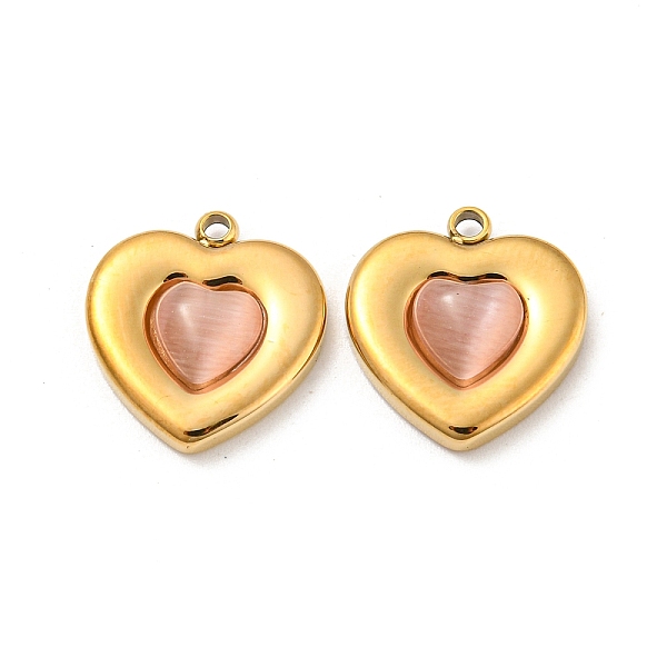 PandaHall 304 Stainless Steel Charms, with Cat Eye, Heart Charm, Real 14K Gold Plated, Light Salmon, 14x13x3.5mm, Hole: 1.2mm Stainless..., Pink
PandaHall 304 Stainless Steel Charms, with Cat Eye, Heart Charm, Real 14K Gold Plated, Light Salmon, 14x13x3.5mm, Hole: 1.2mm Stainless..., Pink